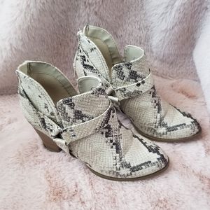Fergalicious Faux Snake skin Chunky booties